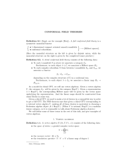 CONFORMAL FIELD THEORIES Definition 0.1 (Segal, see for