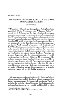 divine foreknowledge, human freedom and possible worlds i