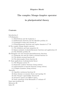 The complex Monge-Amp`ere operator in - Index of