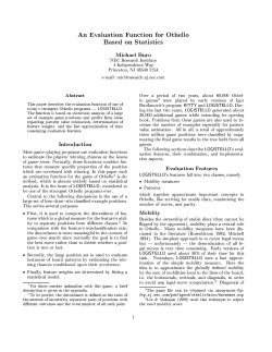 An Evaluation Function for Othello Based on Statistics Michael