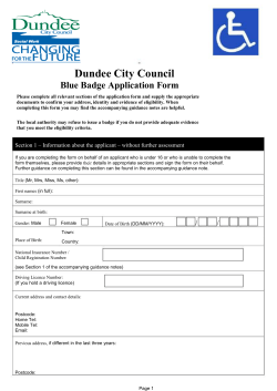 Blue Badge No Further Assessment Required Application Form