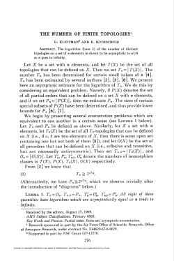 THE NUMBER OF FINITE TOPOLOGIES1 infinity. 276