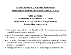 Current Issues in U.S. Health Economics: Summary for Health