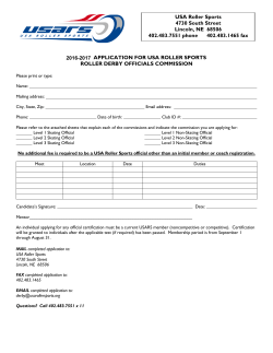 2015-2016 APPLICATION FOR USA ROLLER SPORTS