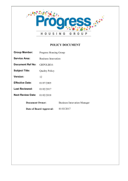 Quality Policy - Progress Housing Group