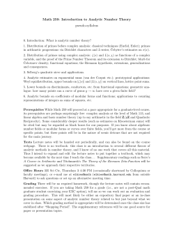 Math 259: Introduction to Analytic Number Theory pseudo