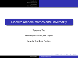 Discrete random matries and universality