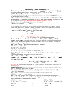 Standard Molar Enthalpy of Formation (∆H&deg;f) This is the change in