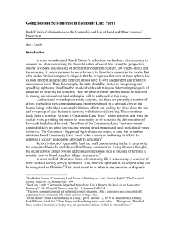 Going Beyond Self-Interest in Economic Life: Part I