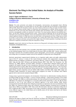 Electronic Tax Filing in the United States: An Analysis of Possible