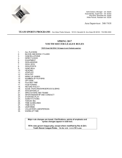 368-7418 SPRING 2017 YOUTH SOCCER LEAGUE RULES