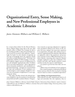 Organizational Entry, Sense Making, and New Professional