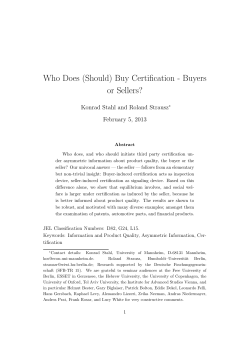 (Should) Buy Certification - Buyers or Sellers?