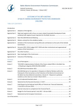 Outcome of HELCOM 38-2017