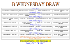 Crossover Games will be played on Friday 29 OF MAY