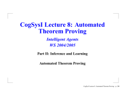 CogSysI Lecture 8: Automated Theorem Proving