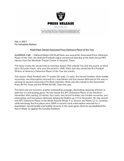 Feb. 4, 2017 For Immediate Release Khalil Mack Named Associated