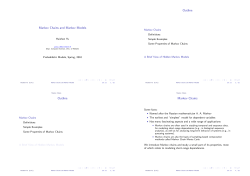 Markov Chains and Markov Models