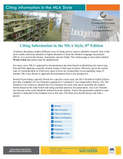 Citing Information in the MLA Style, 8th Edition