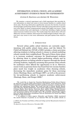 INFORMATION, SCHOOL CHOICE, AND ACADEMIC ACHIEVEMENT