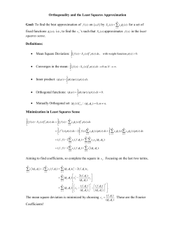Orthogonality and the Least Squares Approximation