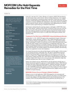 MOFCOM Lifts Hold-Separate Remedies for the First Time