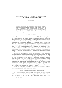 CIRCULAR SETS OF PRIMES OF IMAGINARY QUADRATIC