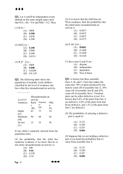 Page - 1 - Q1. Let A and B be independent events defined on the