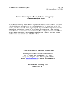 Central African Republic: Poverty Reduction Strategy Paper&mdash; First
