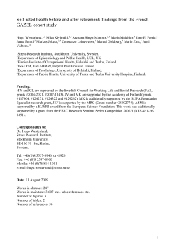 Effect of retirement on sleep disturbances: a follow-up - HAL