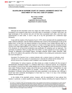 Bijuralism in Supreme Court of Canada Judgments since the