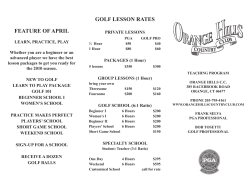 golf lesson rates feature of april