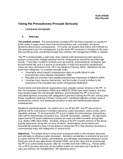 Taking the Precautionary Principle Seriously