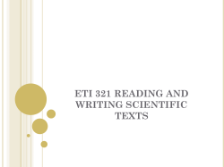 ETI 321 READING AND WRITING SCIENTIFIC TEXTS