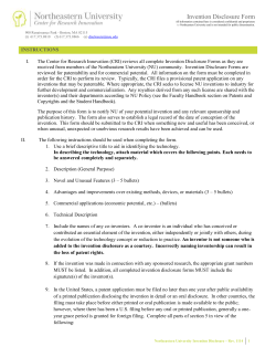 Northeastern University Invention Disclosure * Rev. 1114