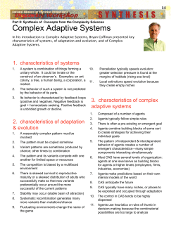SYNTHESIS Complex Adaptive Systems