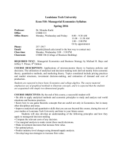 Louisiana Tech University Econ 510: Managerial Economics