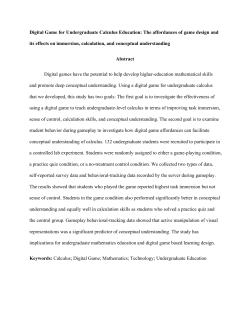 Digital Game for Undergraduate Calculus Education