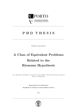 PHD THESIS A Class of Equivalent Problems Related to the