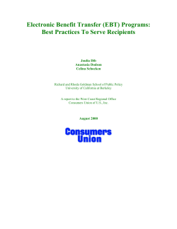 Electronic Benefit Transfer (EBT) Programs: Best Practices To Serve