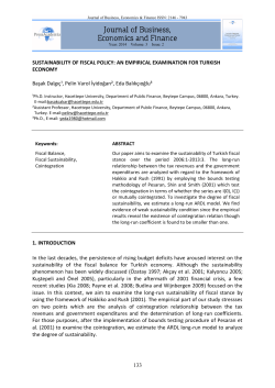 133 SUSTAINABILITY OF FISCAL POLICY: AN