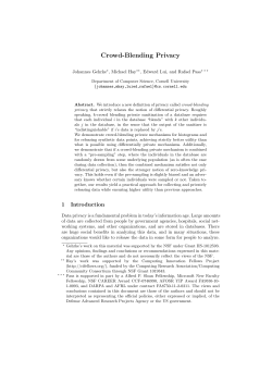 Crowd-Blending Privacy - Cornell Computer Science