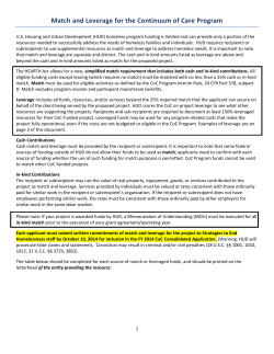 Match and Leverage for the Continuum of Care Program