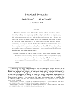 Behavioral Economics! - University of Leicester