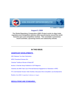 August 5, 2009 The Global Regulatory Cooperation (GRC) Project