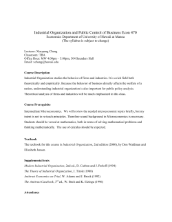 Industrial Organization: Syllabus - University of Hawaii Economics