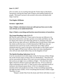 Tim Hughes Williams Sermon: Light/Dark Step 3: Made a decision to