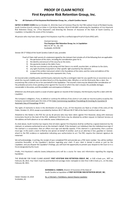 PROOF OF CLAIM NOTICE First Keystone Risk Retention Group, Inc.