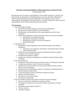 Role of biostatistician in clinical trial (4 Nov 2013)