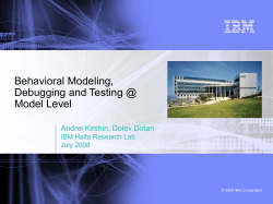 Behavioral Modeling, Debugging and Testing @ Model Level